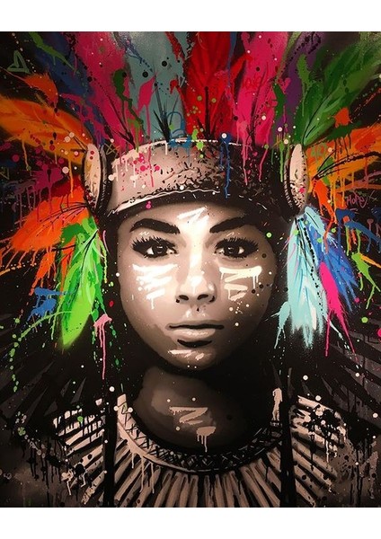 Kızıl Derili Çocuk Çerçeveli 90X110 Sayılarla Boyama Hobi Seti