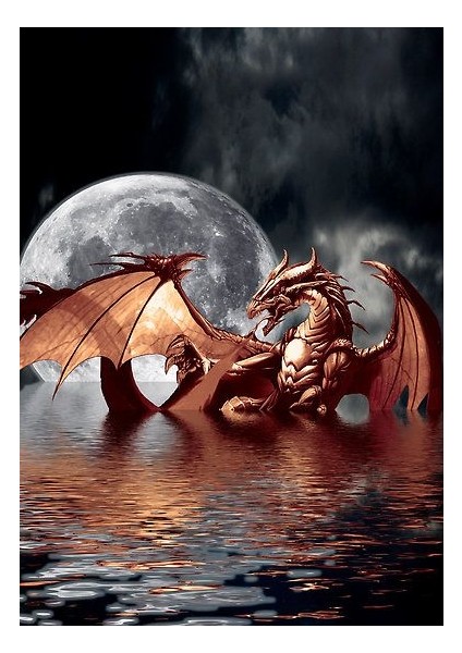 Dolunay ve Ejderha Çerçeveli 70X90 Sayılarla Boyama Hobi Seti