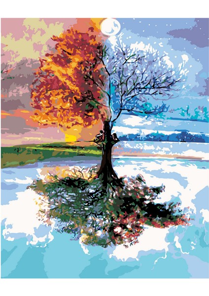 Dört Mevsim Çerçeveli 90X110 Sayılarla Boyama Hobi Seti