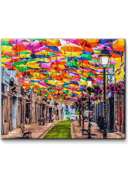 Şemsiye Sokak Çerçeveli 60X75 Sayılarla Boyama Hobi Seti