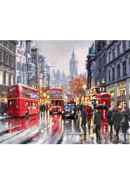 Londrada Yağmur Çerçeveli 40X50 Sayılarla Boyama Hobi Seti