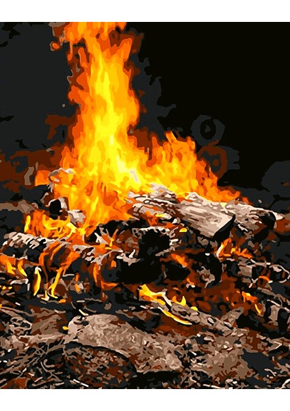 Odunlar ve Ateş Çerçeveli 40X50 Sayılarla Boyama Hobi Seti