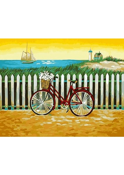 Kırmızı Bisiklet Çerçeveli 40X50 Sayılarla Boyama Hobi Seti