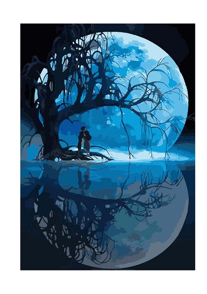 Dolunay Aşkı Çerçeveli 40X50 Sayılarla Boyama Hobi Seti