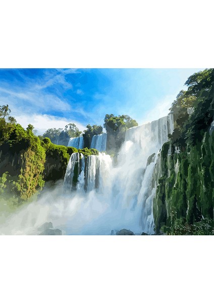 Doğada Bir Şelale Çerçeveli 40X50 Sayılarla Boyama Hobi Seti