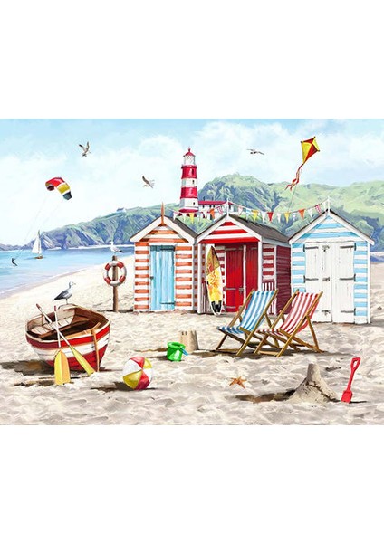 Renkli Plaj Günleri Çerçeveli 50X65 Sayılarla Boyama Hobi Seti