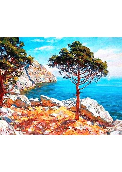 Okyanus Manzarası Çerçeveli 40X50 Sayılarla Boyama Hobi Seti