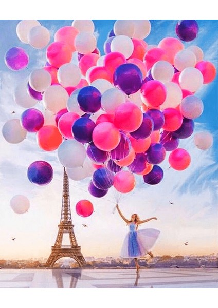 Eyfel Kulesi ve Balonlar Çerçeveli 50X65 Sayılarla Boyama Hobi Seti