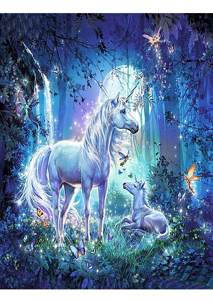 Unicorn ve Yavrusu Çerçeveli 50X65 Sayılarla Boyama Hobi Seti
