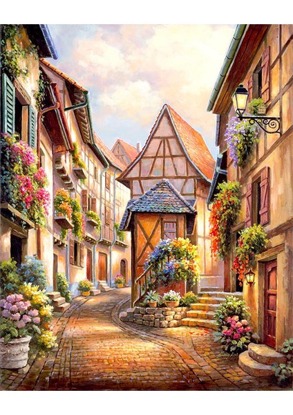 Kula Evleri Çerçeveli 50X65 Sayılarla Boyama Hobi Seti