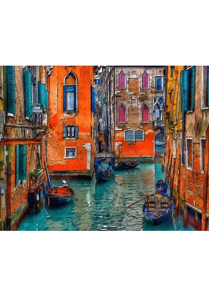 Renkli Venedik Çerçeveli 50X65 Sayılarla Boyama Hobi Seti