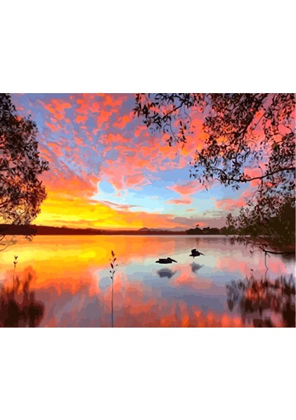 Günbatımının Sessizliği Çerçeveli 60X75 Sayılarla Boyama Hobi Seti