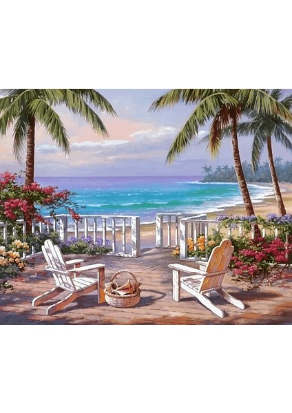 Plaj Sefası Çerçeveli 60X75 Sayılarla Boyama Hobi Seti