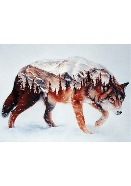 Orman ve Kurt Çerçeveli 60X75 Sayılarla Boyama Hobi Seti