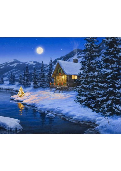 Yılbaşı Kulübesi Çerçeveli 60X75 Sayılarla Boyama Hobi Seti