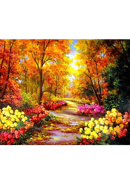 Ormanda Sonbahar Manzarası Çerçeveli 70X90 Sayılarla Boyama Hobi Seti