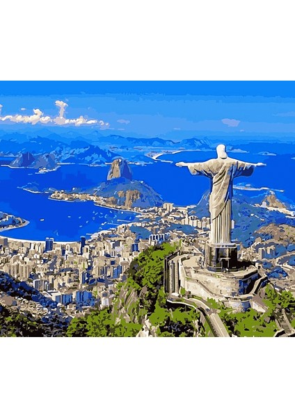 Brezilyada Kurtarıcı Isa Heykeli ve Manzara Çerçeveli 60X75 Sayılarla Boyama Hobi Seti