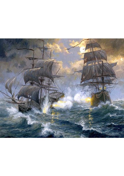 Yüksek Deniz Savaşları Çerçeveli 70X90 Sayılarla Boyama Hobi Seti