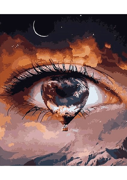 Gökyüzü ve Göz Çerçeveli 70X90 Sayılarla Boyama Hobi Seti