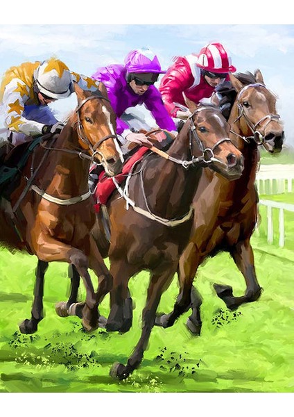 At Yarışları Çerçeveli 70X90 Sayılarla Boyama Hobi Seti