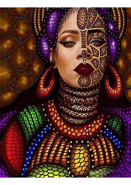 Afrikalı Süslü Çerçeveli 70X90 Sayılarla Boyama Hobi Seti