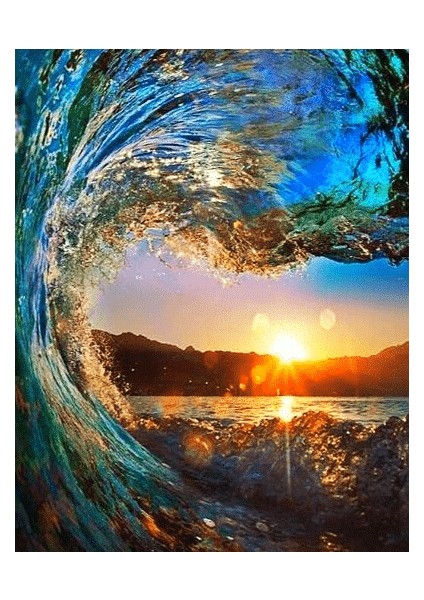 Dalgalar ve Günbatımı Çerçeveli 70X90 Sayılarla Boyama Hobi Seti