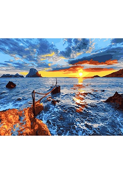 Gündoğumu ve Sahil Çerçeveli 70X90 Sayılarla Boyama Hobi Seti