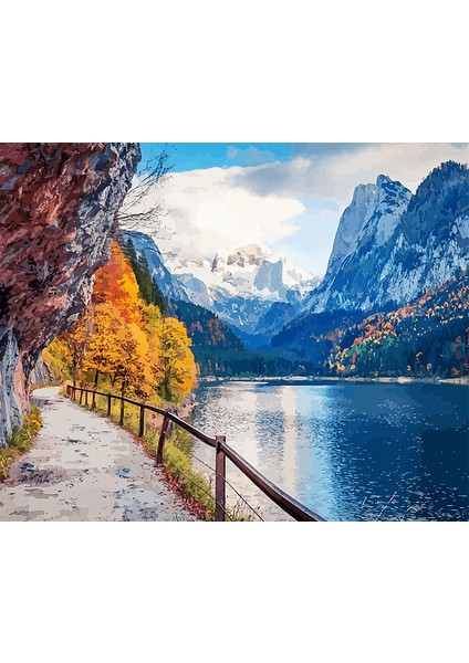 Mavi Göl Manzarası Çerçeveli 70X90 Sayılarla Boyama Hobi Seti