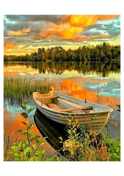 Yalnız Kayık Çerçeveli 70X90 Sayılarla Boyama Hobi Seti