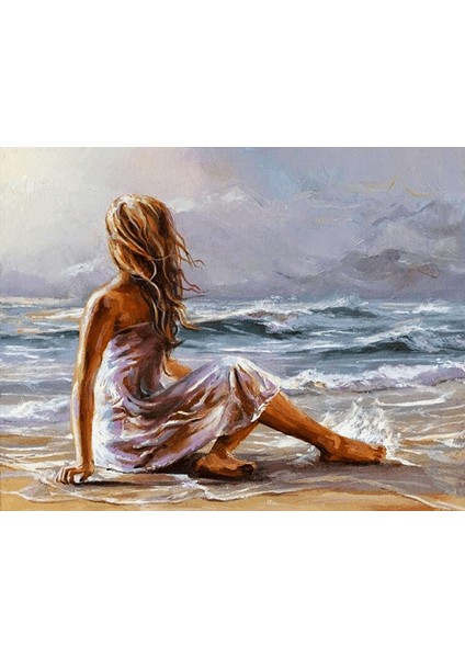 Kıyıdaki Kadın Çerçeveli 70X90 Sayılarla Boyama Hobi Seti