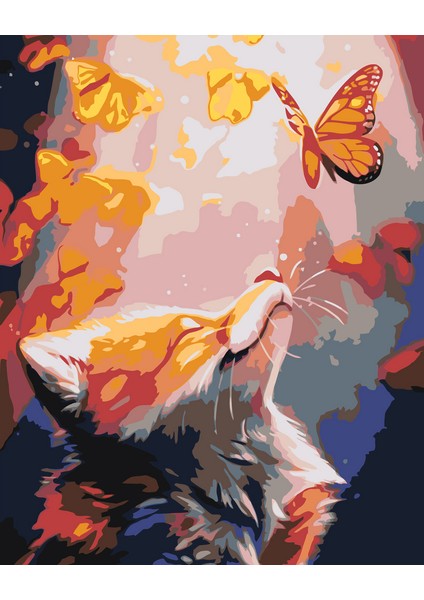 Tilki ve Kelebek Çerçeveli 40X50 Sayılarla Boyama Hobi Seti