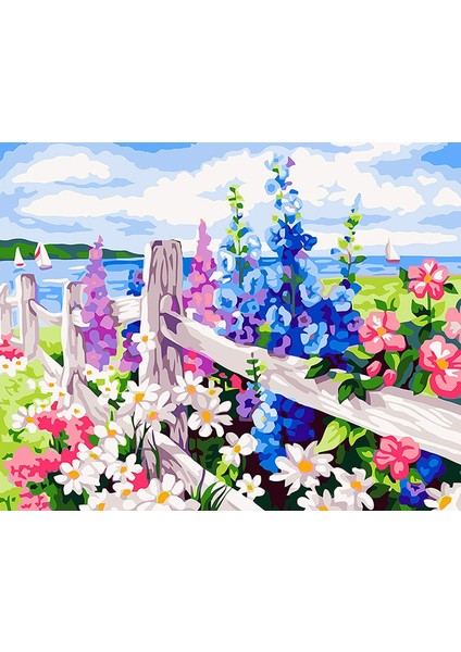 Çiçekli Çitler Çerçeveli 50X65 Sayılarla Boyama Hobi Seti