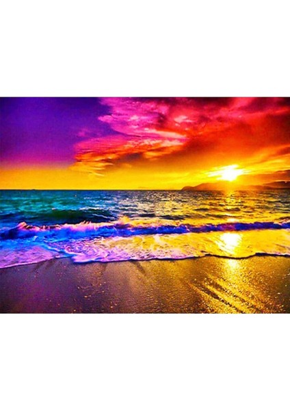 Renkli Dalgalar Çerçeveli 70X90 Sayılarla Boyama Hobi Seti