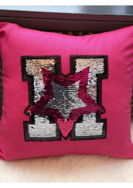 Yıldız Pul Payetli Kırlent Yastık Kılıfı 40 x 40 cm