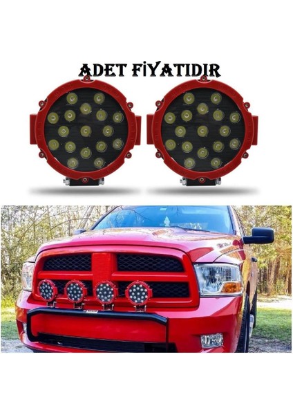 Off Road Sis Lambası 17 Ledli 51 Watt Kırmızı Çerçeve 12-48V
