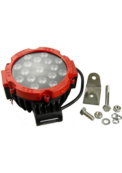 Off Road Sis Lambası 17 Ledli 51 Watt Kırmızı Çerçeve 12-48V