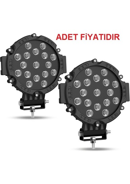 Offroad Sis Lambası 17 Power Ledli 51W Siyah Çerçeve Takım 12-48V