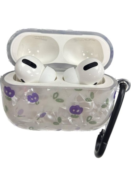Apple Airpods Pro Kulaklık Kılıfı Minimal Lila Laleler Silikon Kulaklık Kılıfı