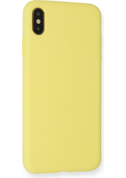 Happycase Lansman iPhone Xs Max Kılıf Nano Içi Kadife  Silikon - Mat Sarı