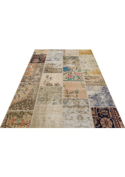 Eşsiz Anadolu Patchwork Eskitme El Dokuma Halı