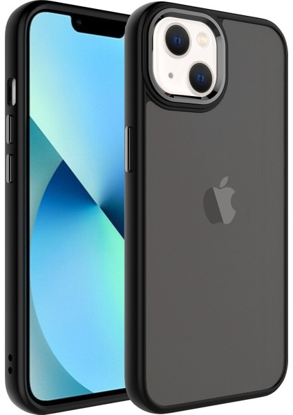 Apple Iphone 14 Plus Kılıf Metal Kamera Koruma Çerçeveli Buzlu May Silikon