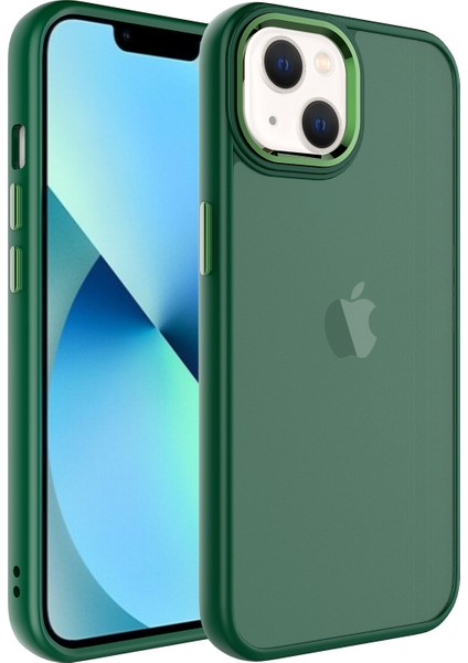 Apple Iphone 13 Kılıf Metal Kamera Koruma Çerçeveli Buzlu May Silikon