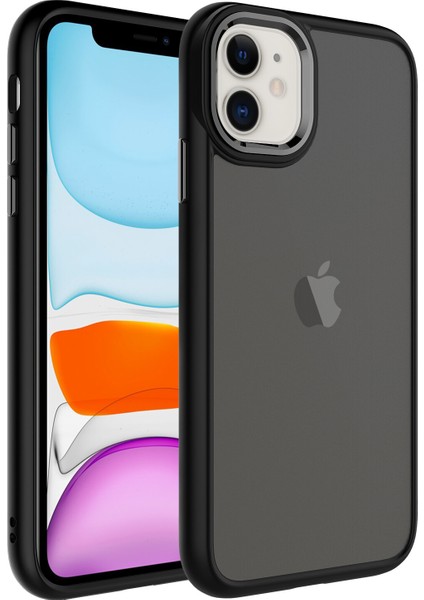 Apple Iphone 11 Kılıf Metal Kamera Koruma Çerçeveli Buzlu May Silikon