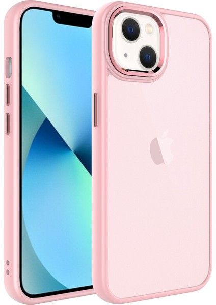 Apple Iphone 14 Plus Kılıf Metal Kamera Koruma Çerçeveli Buzlu May Silikon