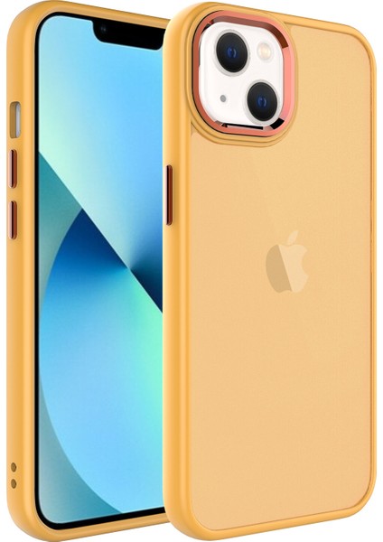 Apple Iphone 13 Kılıf Metal Kamera Koruma Çerçeveli Buzlu May Silikon