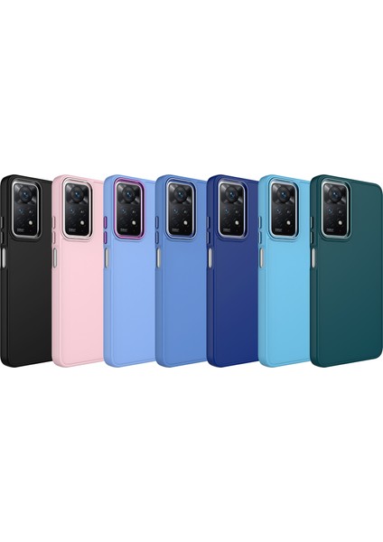 Xiaomi Redmi Note 11 Kılıf Metal Kamera Koruma Çerçeveli Mat Luna Silikon