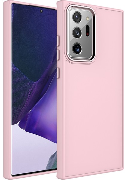 Samsung Galaxy Note 20 Ultra Kılıf Metal Kamera Koruma Çerçeveli Mat Luna Silikon