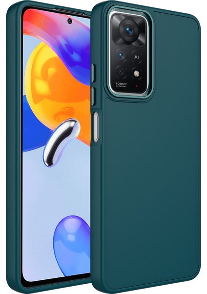 Xiaomi Redmi Note 11 Kılıf Metal Kamera Koruma Çerçeveli Mat Luna Silikon