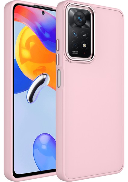 Xiaomi Redmi Note 11 Kılıf Metal Kamera Koruma Çerçeveli Mat Luna Silikon