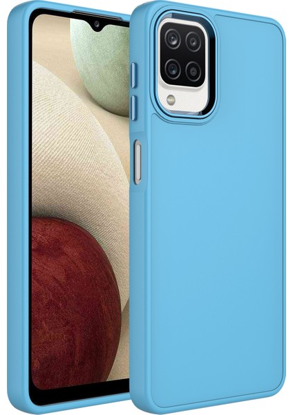 Samsung Galaxy M12 Kılıf Metal Kamera Koruma Çerçeveli Mat Luna Silikon
